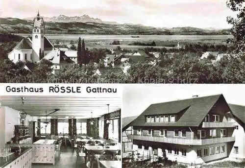 AK / Ansichtskarte Gattnau Kressbronn Bodensee BW Panorama Blick zu den Alpen Kirche Gasthof Roessle Restaurant