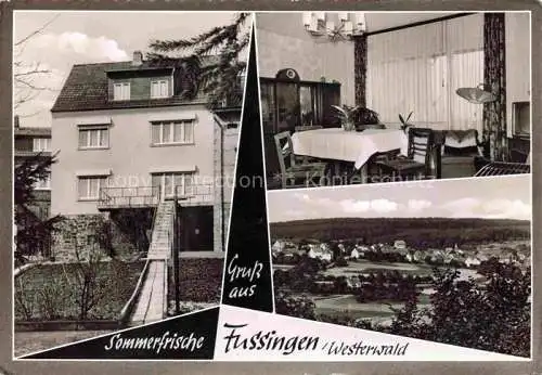 AK / Ansichtskarte Fussingen Waldbrunn Westerwald Hessen Pension Lassmann Gastraum Panorama Sommerfrische