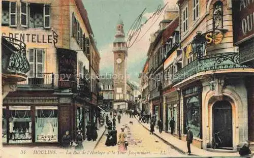 AK / Ansichtskarte Moulins  03 Allier Rue de l'Horloge et la Tour Jacquemart