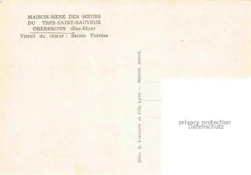 AK / Ansichtskarte Oberbronn Elsass Haguenau 67 Bas Rhin Maison Mere des Soeurs du Tres Saint Sauveur Vitrail du choeur Sainte Therese
