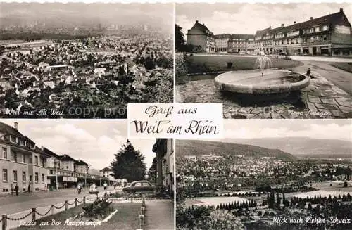 AK / Ansichtskarte Weil am Rhein Baden BW Fliegeraufnahme mit Alt Weil Neue Anlagen Hauptstrasse Blick nach Riehen