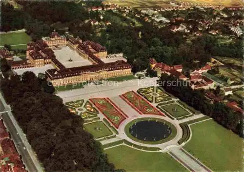 AK / Ansichtskarte LUDWIGSBURG  BW Fliegeraufnahme Schloss mit Gartenschau Bluehendes Barock