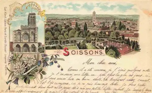 AK / Ansichtskarte Soissons 02 Aisne Vue panoramique Cathédrale Litho