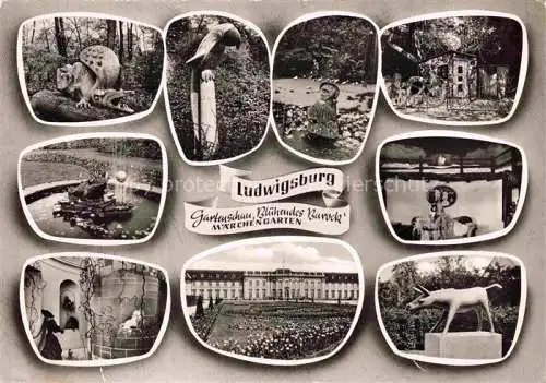 AK / Ansichtskarte LUDWIGSBURG  BW Schloss mit Gartenschau Bluehendes Barock Maerchengarten Details
