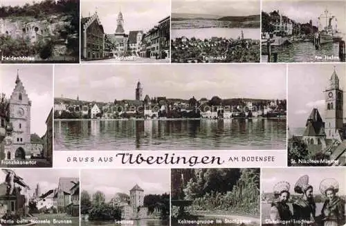 AK / Ansichtskarte ueberlingen Bodensee BW Heidenhoehlen Hofstatt Panorama Am Hafen Franziskanertor St Nikolaus Muenster Hansele Brunnen Seeburg Kakteengruppe ueberlinger Trachten
