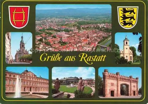 AK / Ansichtskarte RASTATT Baden BW Fliegeraufnahme Kirche Barockschloss Rathaus Park Museumstor