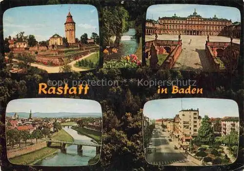 AK / Ansichtskarte RASTATT Baden BW Pagodenburg mit Wasserturm Barockschloss Panorama Strasse