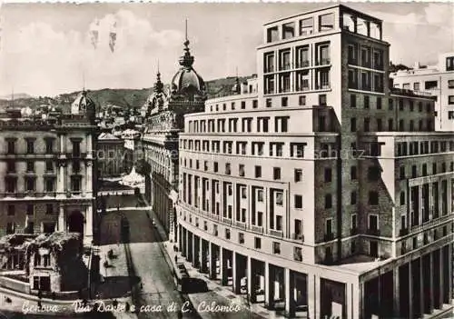 AK / Ansichtskarte GENOVA Genua Liguria IT Via Dante e casa di C Colombo