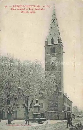 AK / Ansichtskarte Barcelonnette 04 Alpes-de-Haute-Provence Place Manuel et Tour Cardianlis Effet de neige