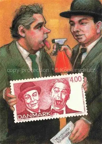 AK / Ansichtskarte Briefmarken auf AK Timbres Postage Francobollo-- Dansk Revy Denmark