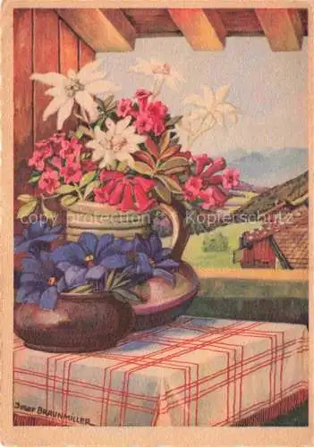AK / Ansichtskarte BRAUNMILLER Josef Kuenstlerkarte Alpenblumen 