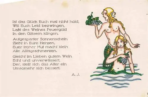 AK / Ansichtskarte Wein Wine Vin Vino-- Gedicht Jungfrauen