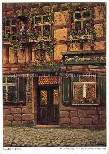 AK / Ansichtskarte MoessLER Ludwig Moessler Ludwig (1902-1949) Kuenstlerkarte Alt Nuernberg Bratwurstherzle 