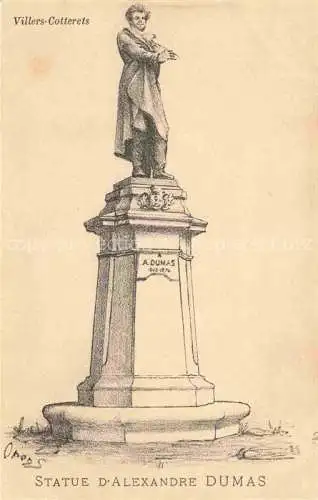 AK / Ansichtskarte Villers-Cotterets SOIssONS 02 Aisne Statue d'Alexandre Dumas