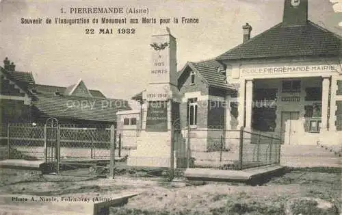 AK / Ansichtskarte Pierremande LAON 02 Aisne Monument aux Morts pour la France 22 Mai 1932