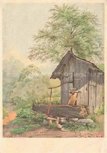 AK / Ansichtskarte KELLER Gottfried Zuerich (1819-1890) Schriftsteller Bretterhuette mit Ziehbrunnen 