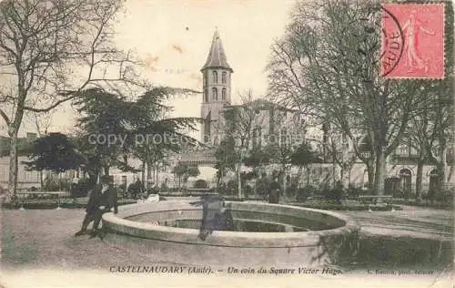 AK / Ansichtskarte Castelnaudary Carcassonne 11 Aude Un coin de Square Victor Hugo Eglise