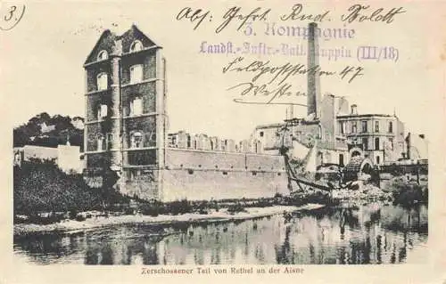 AK / Ansichtskarte RETHEL 08 Ardennes Ruines Grande Guerre Truemmer 1. Weltkrieg Partie an der Aisne