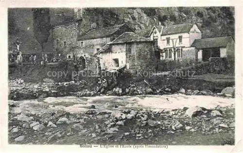 AK / Ansichtskarte Salau Couflens Saint-Girons 09 Ariege Eglise et l'école après l'inondations