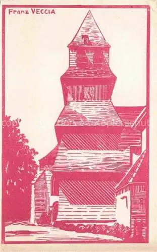 AK / Ansichtskarte Villemaur-sur-Vanne Troyes 10 Aube Clocher Dessin Franz Veccia Kuenstlerkarte