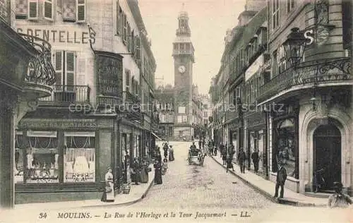 AK / Ansichtskarte Moulins  03 Allier La Rue de l'Horloge et la Tur Jacuemart