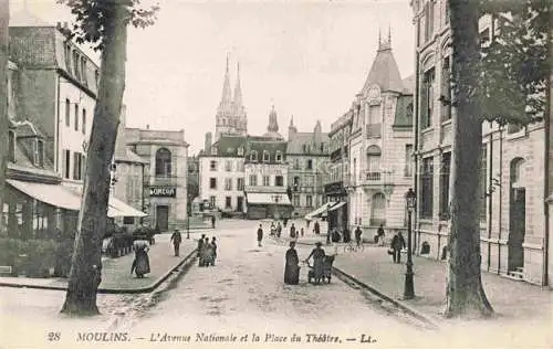 AK / Ansichtskarte Moulins  03 Allier Avenue Nationale et la Place du Theatre