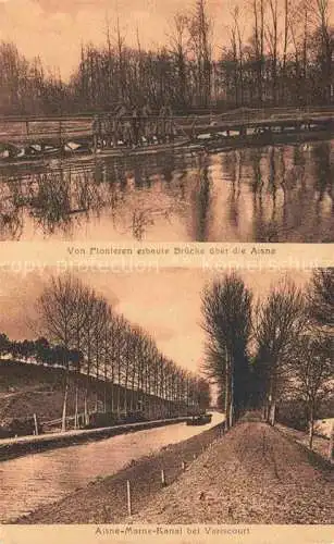 AK / Ansichtskarte Variscourt LAON 02 Aisne Von Pionieren erbaute Bruecke ueber die Aisne Feldpostkarte