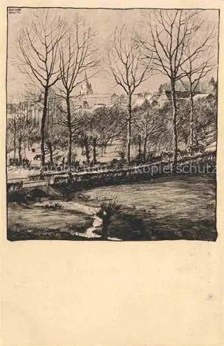 AK / Ansichtskarte Vervins 02 Aisne Blick vom Bahndamm Zeichnung Feldpostkarte