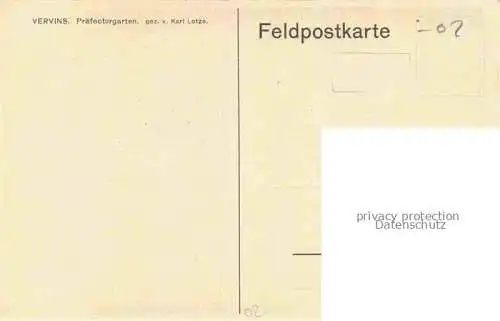 AK / Ansichtskarte Vervins 02 Aisne Praefecturgarten Zeichnung Feldpostkarte