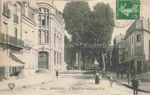 AK / Ansichtskarte Moulins  03 Allier Avenue Nationale et la Poste