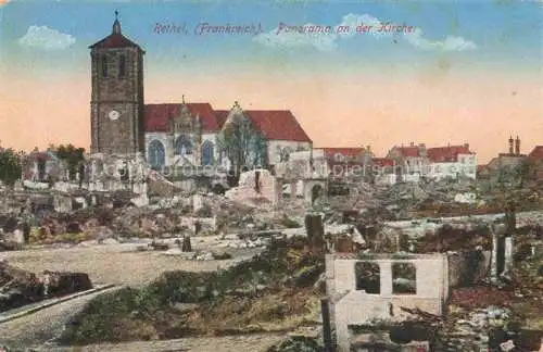 AK / Ansichtskarte RETHEL 08 Ardennes Panorama an der Kirche Feldpostkarte