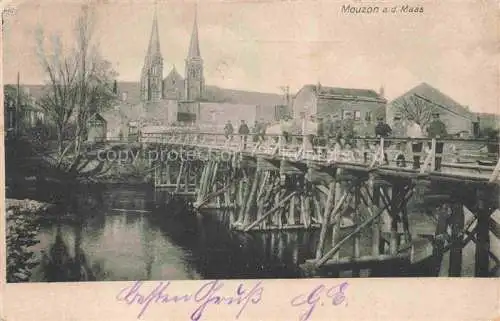 AK / Ansichtskarte Mouzon SEDAN 08 Ardennes Bruecke ueber die Maas Kirche Feldpostkarte