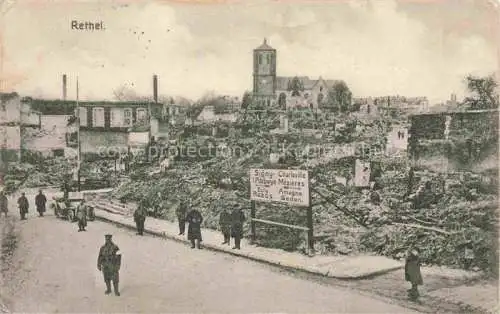 AK / Ansichtskarte RETHEL 08 Ardennes Zerstoertes Dorf in WK1 mit Kirche
