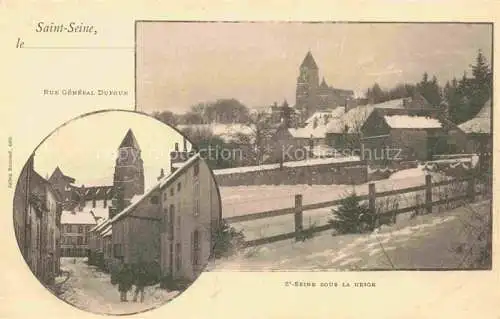 AK / Ansichtskarte Saint-Seine-l Abbaye La ville sour la neige Rue Général Dufour