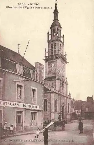 AK / Ansichtskarte Binic Saint-Brieuc 22 Cotes d Armor Clocher de l'Eglise Paroissiale Restaurant du Marché