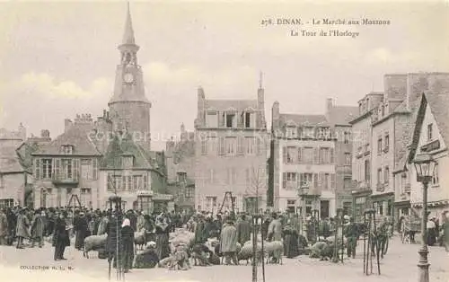 AK / Ansichtskarte DINAN 22 Cotes-d Armor Marché aux Moutons et Tour de l'Horloge