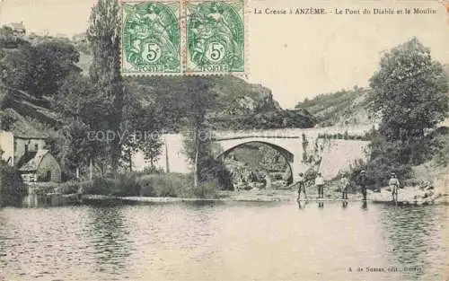 AK / Ansichtskarte Anzeme Gueret 23 Creuse Aux bords de la Creuse Pont du Diable et le moulin