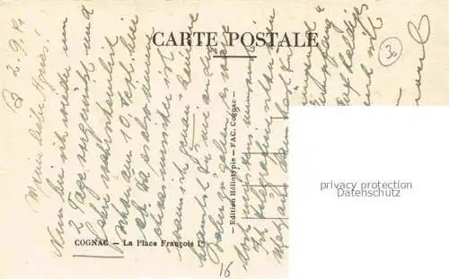 AK / Ansichtskarte COGNAC 16 Charente Place Francois Ier Monument