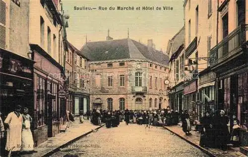 AK / Ansichtskarte Saulieu Montbard 21 Cote-d Or Rue du Marché et Hôtel de Ville