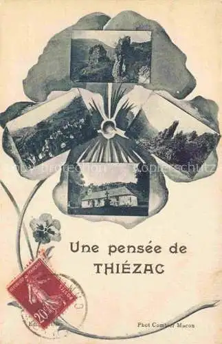 AK / Ansichtskarte Thiezac AURILLAC 15 Cantal Une pensée de la ville vues d'ensemble Kleeblatt