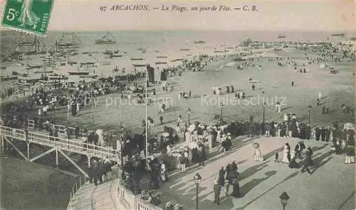 AK / Ansichtskarte ARCACHON 33 Gironde La Plage un jour de Fete