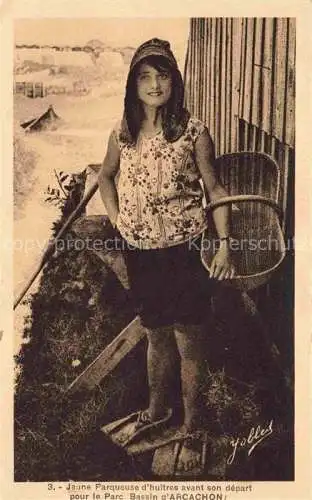 AK / Ansichtskarte ARCACHON 33 Gironde Jaune Parqueuse d'huitres avant son depart pour le Parc Bassin