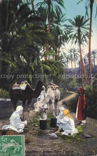 AK / Ansichtskarte Kamele  Camel Chameau-- l'oasis Tunis Datteln baum  