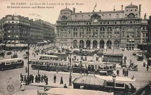 AK / Ansichtskarte STRAssENBAHN Tramway-- Paris Gare St Lazare Rue Rome 
