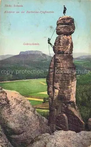 AK / Ansichtskarte Klettern Bergsteigen Mountaineering Alpinisme Alpinismo-- Saechs. Schweiz Barbarine Pfaffenstein 