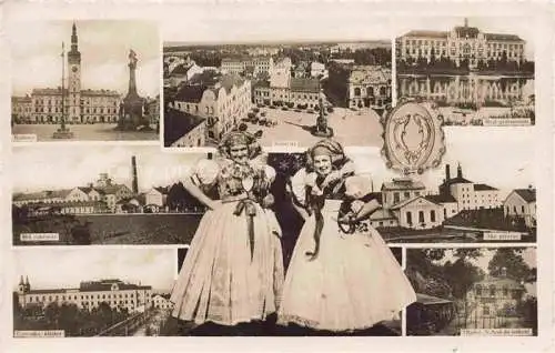 AK / Ansichtskarte Prerov  Olomouc Prerau Olmuetz CZ Teilansichten Rathaus Kloster Gymnasium Trachten