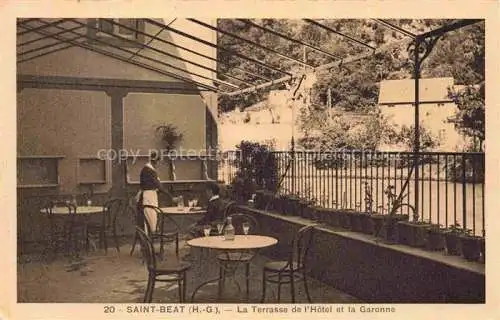 AK / Ansichtskarte Saint-Beat La Terrasse de l'Hotel et la Garonne