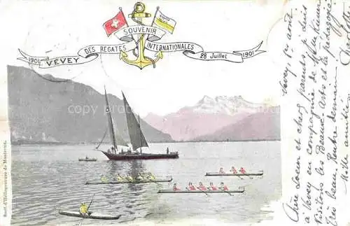 AK / Ansichtskarte VEVEY VD Souvenir des Régates Internationales 28 Juillet 1901 Lac Léman Kuenstlerkarte