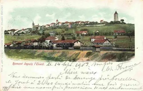 AK / Ansichtskarte Romont  La Glane FR Gesamtansicht mit Bahnhof