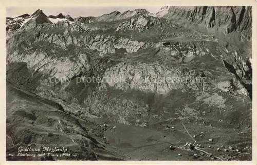 AK / Ansichtskarte Meglisalp 1520m Altmann AR Gasthaus Meglisalp mit Saentisweg und Saentis